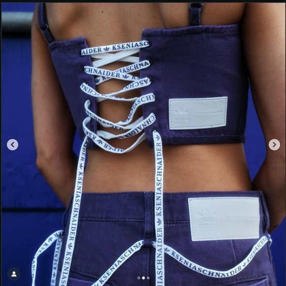 Adidas x Ksenia Schnaider Denim Corset Top – Trace Purple | US 6 / UK 8 | NWOT - Picture 1 of 16